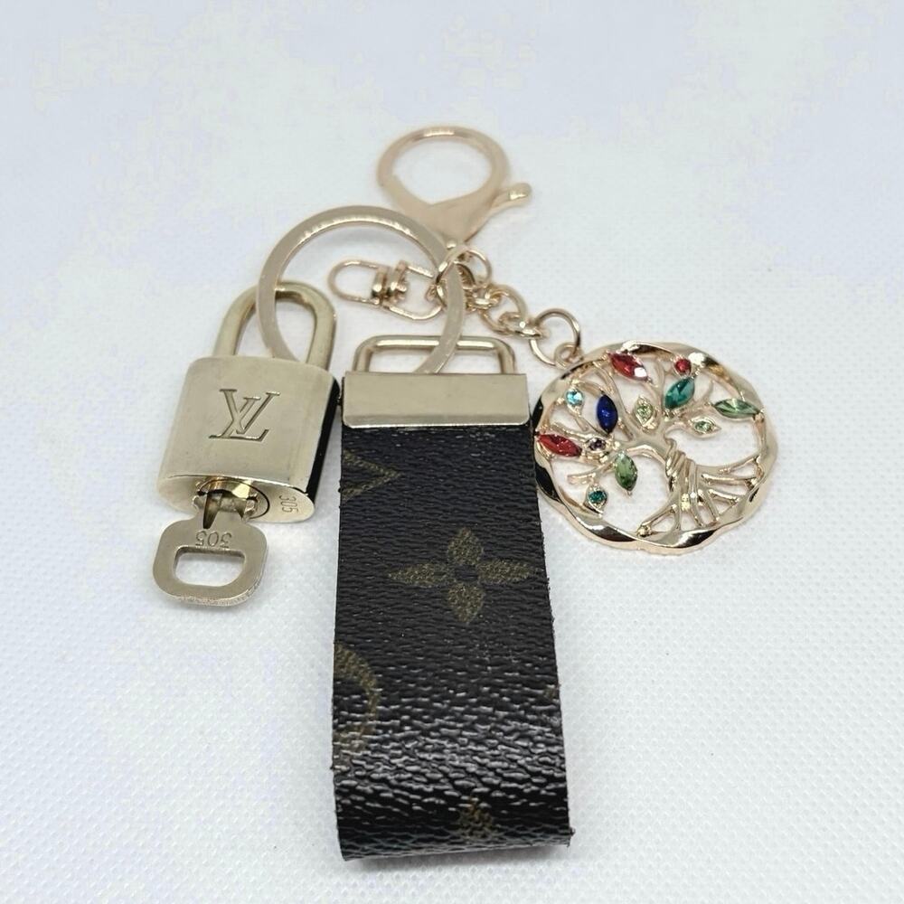 Louis Vuitton Lock & Key #305 w/a Monogram Loop & Crystal Tree of Life Keychain